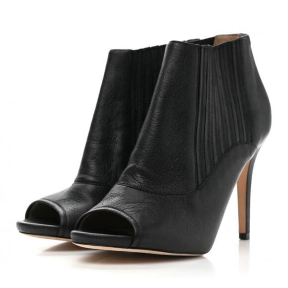 Jimmy Choo Women’s Grained Calfskin Brenna Ankle Boots Booties Open Toe Stiletto - Picture 1 of 11